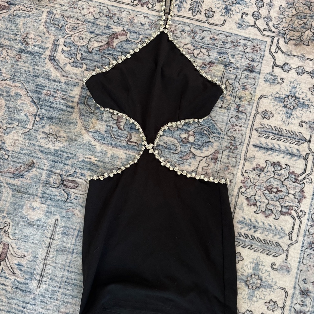 Black Dress with Pearl Detailing